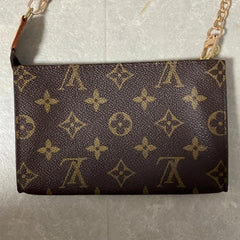 LOUIS VUITTON Monogram Accessory Pouch 3way Mini Bag Brown With Chains