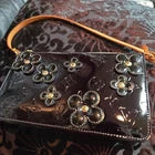 Louis Vuitton Vanity Chain Pouch Enamel Black Flower Embossed Leather Small Bag