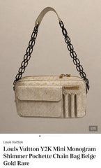 Authentic Louis Vuitton Y2K Mini Monogram Shimmer Pochette Chain Shoulder Bag
