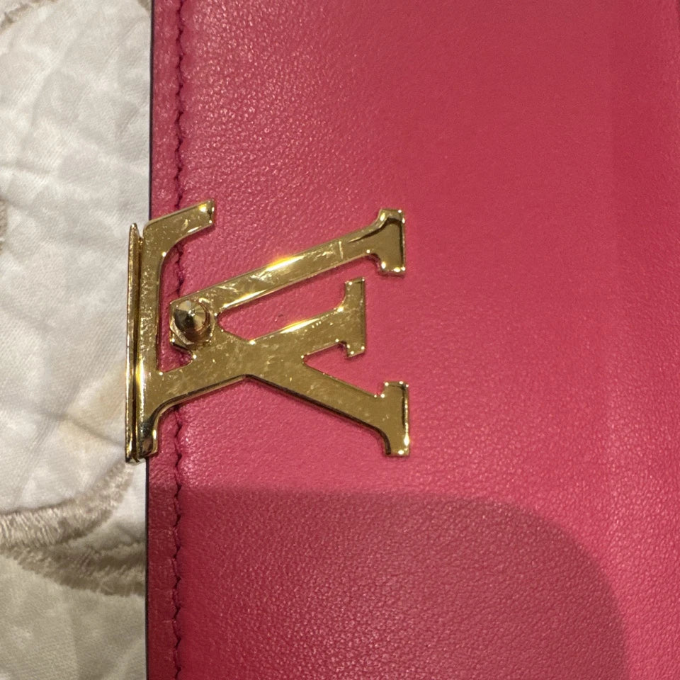 Louis Vuitton Women’s Black Wallet Pink Interior LV Logo Multiple Card Slots
