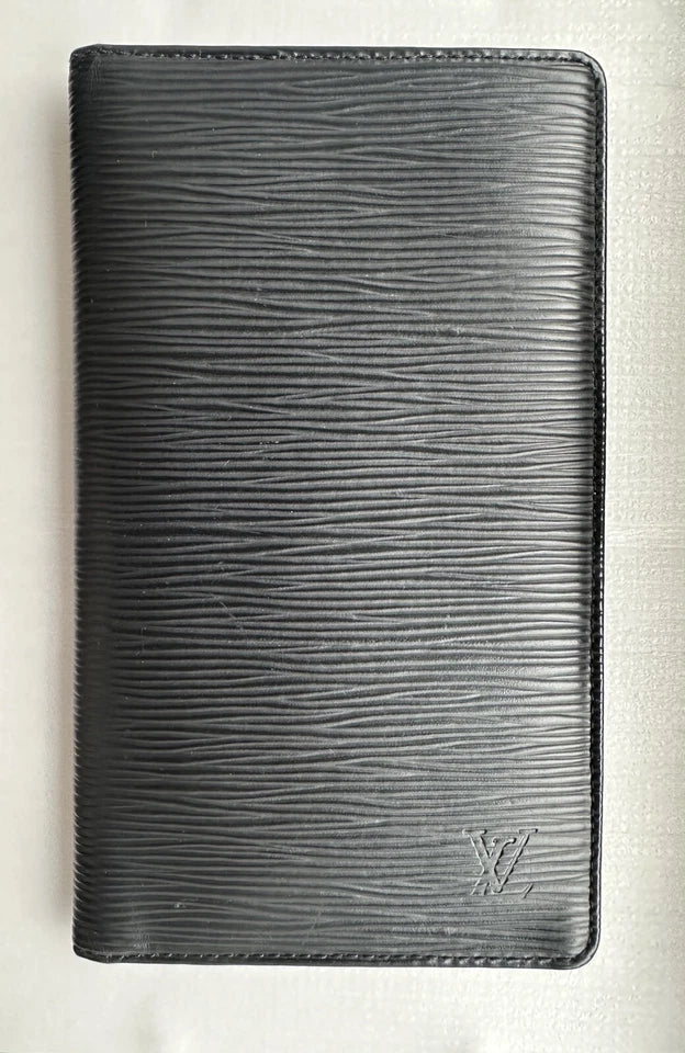 Louise Vuitton Genuine LV black Epi long wallet