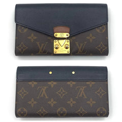 Louis Vuitton Monogram Porte-Feuille Pallas Long Wallet Black Gold Hardware