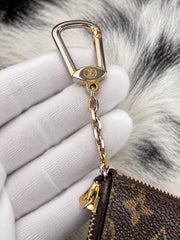 Authentic Louis Vuitton Monogram Key Pouch Coin Purse Bag Charm LV Clip + Cherry
